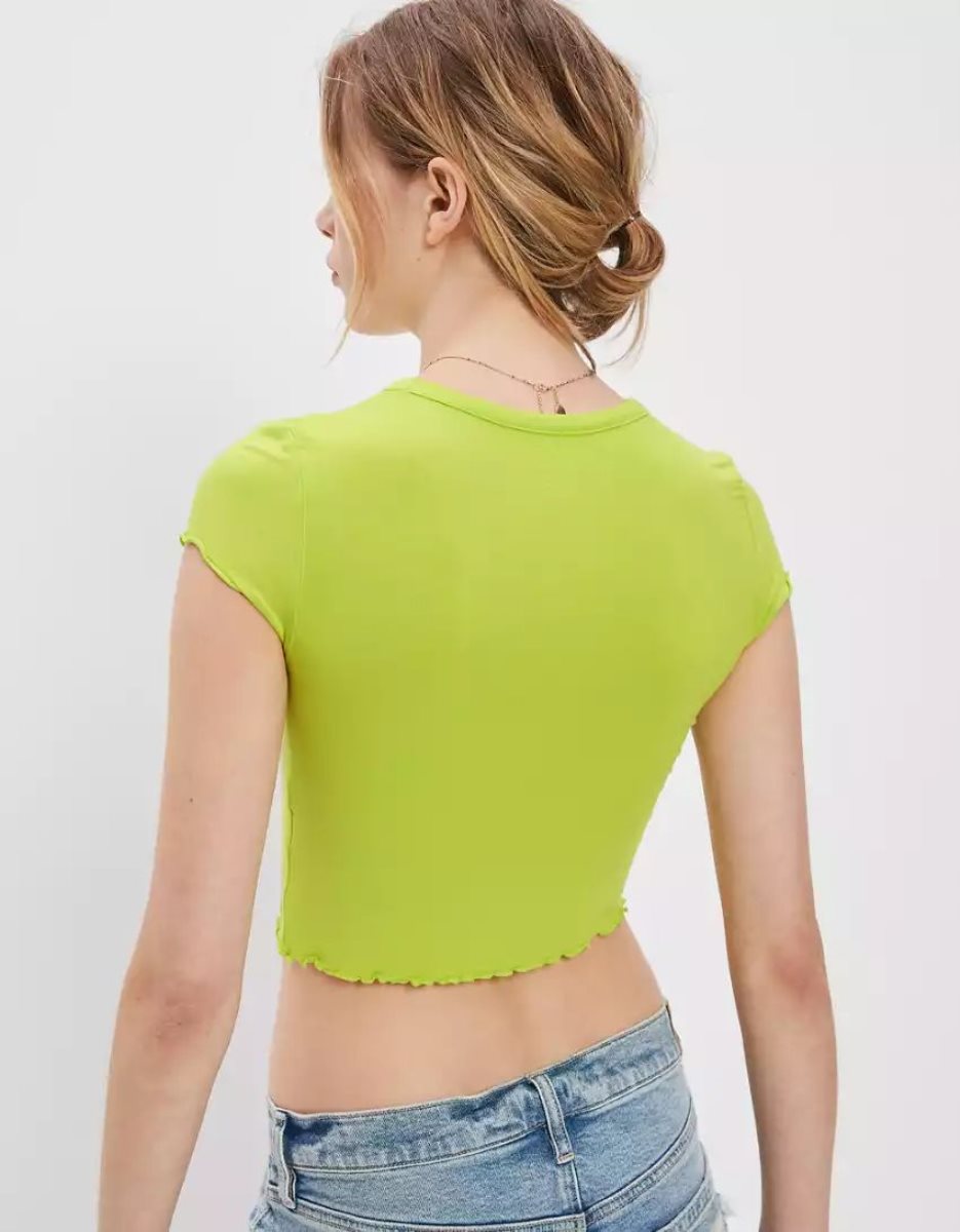 T Shirts American Eagle AE Cropped Soft & Sexy Tee Vert Clair Femme | XGG-45035745